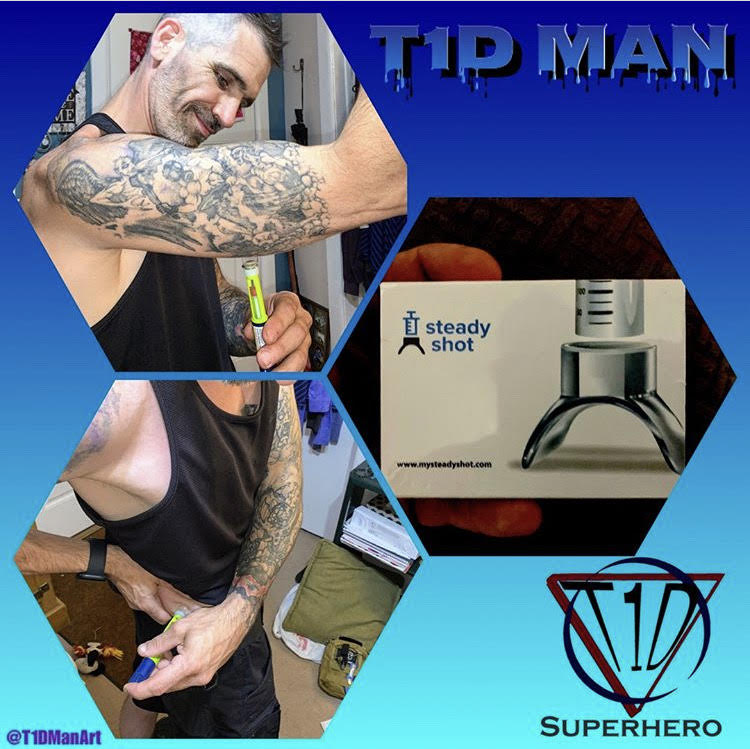 Happy Steady Shot user injecting insulin with ease and precision, improving their diabetes management. The reusable tool ensures comfortable and effective injection site rotation, enhancing the overall experience.